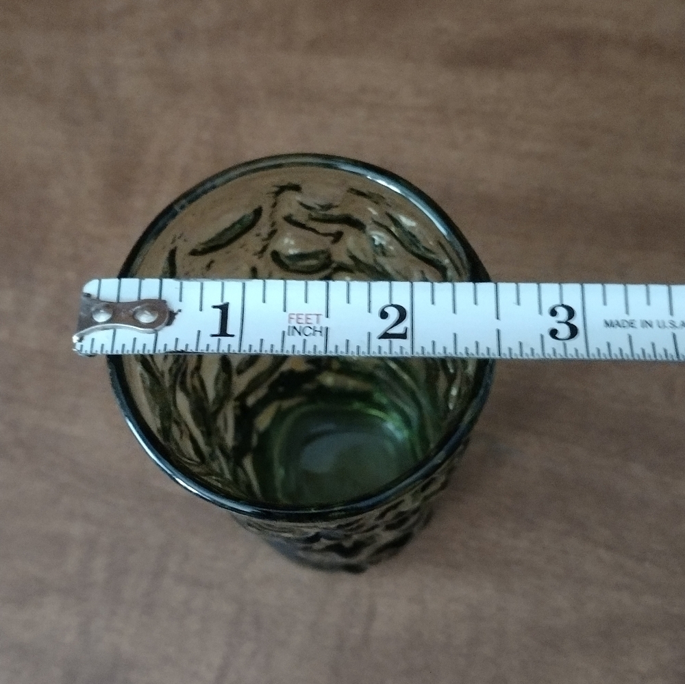 Set of 5 green Anchor Hocking thumbprint glasses - Picture 3 of 10
